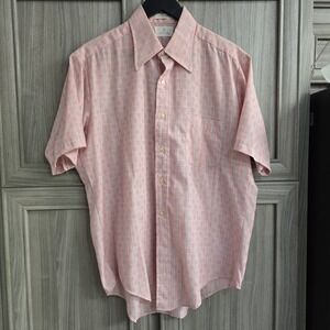 Donegal Mens Button Down SS Shirt XL Pink Small 16/16.5 Plaid Design